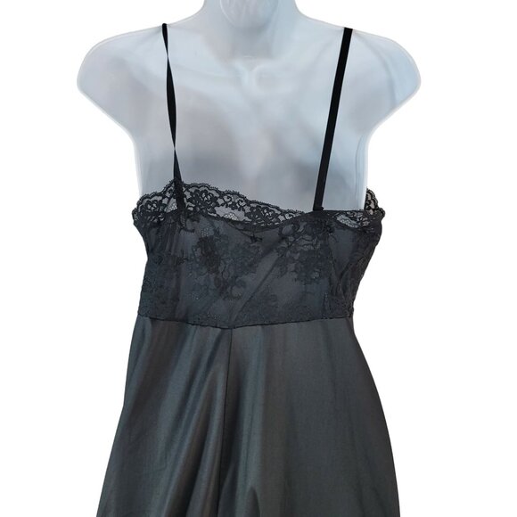 Vanity Fair Nylon Slip Black Size 34 Nightie Chemise Lace Adj Tricot USA VTG - Picture 7 of 9
